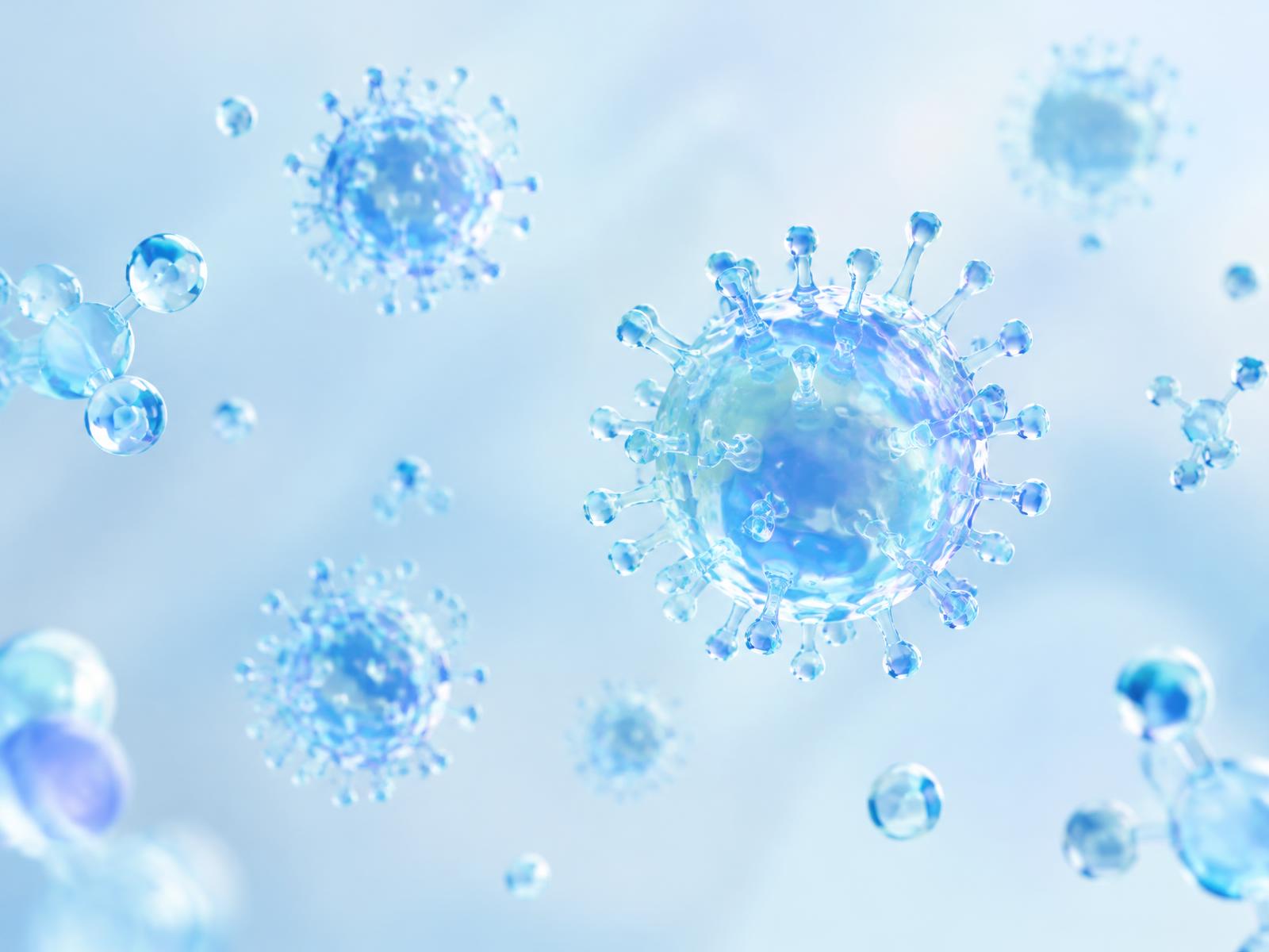 Scientific visualization of model virus particles